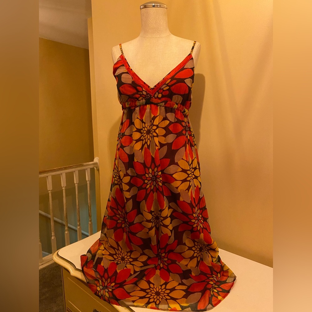 Derek Heart Red and Brown Spaghetti Strap Maxi Sundress size medium
